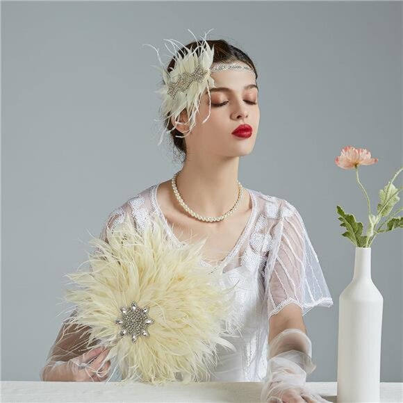 Tea Party Fascinators for Girls, Beige - Picture 4 of 4